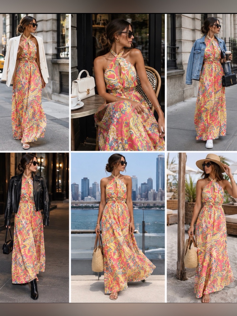 Karma Highway Multicolor Paisley Halter Tie Waist Viscose Maxi Dress One Size